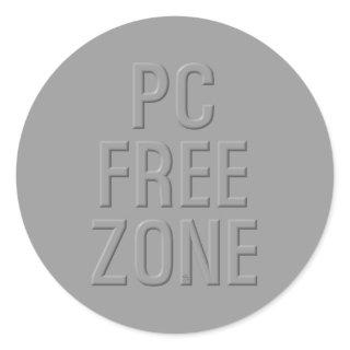 PC Free Zone gray large round stickers