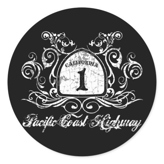 PCH Highway Sign Classic Round Sticker