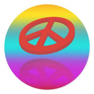 Peace 3D / reflexion | linear coloured Classic Round Sticker