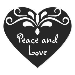 Peace and Love positive black heart cute custom Heart Sticker