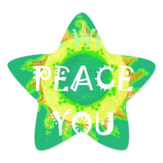 Peace Be With You: Inspirational Green and Yellow  Star Sticker