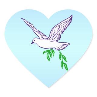 Peace Dove with Olive Branch Heart Sticker