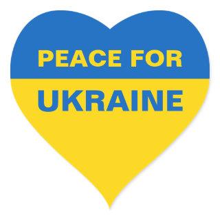Peace for Ukraine Ukrainian Flag Heart Sticker
