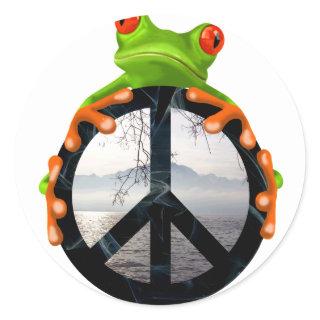 peace frog1 classic round sticker