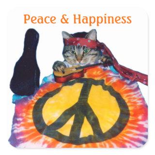 Peace Hippie Cat Sticker