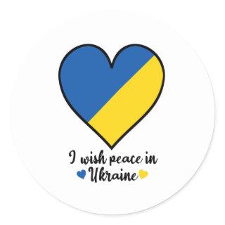 peace in ukraine heart classic round sticker