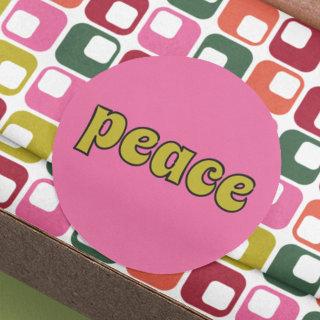 Peace Lime Green and Pink Retro Style Classic Round Sticker