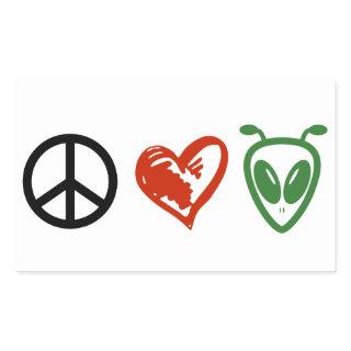 Peace Love Aliens Rectangular Sticker