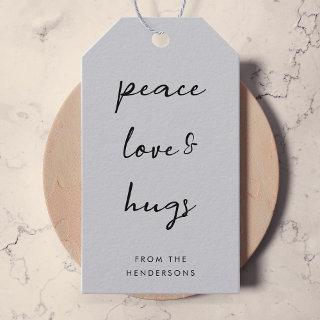 Peace Love and Hugs | Dove Gray Elegant Christmas Gift Tags