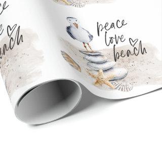 Peace Love Beach Seagull Coastal
