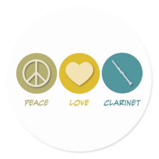 Peace Love Clarinet Classic Round Sticker