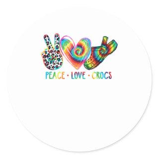 Peace Love crocs Funny Gift Classic Round Sticker
