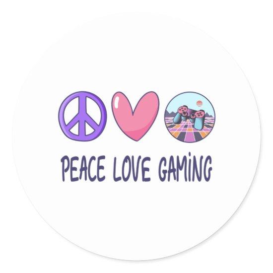 Peace Love Gaming Classic Round Sticker