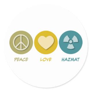 Peace Love Hazmat Classic Round Sticker