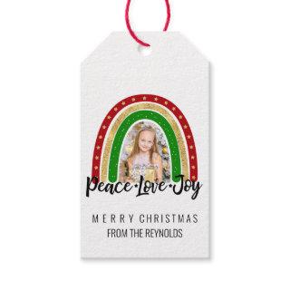 Peace Love Joy Merry Christmas Rainbow Photo Gift Tags