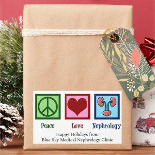 Peace Love Nephrology Christmas Nephrologist Rectangular Sticker