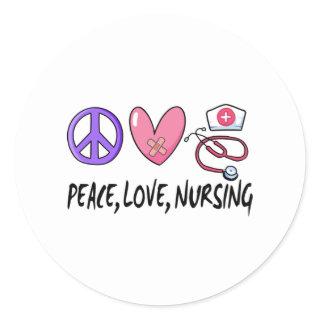 Peace Love Nursing Classic Round Sticker