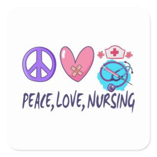Peace Love Nursing Square Sticker