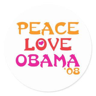 Peace Love Obama Classic Round Sticker