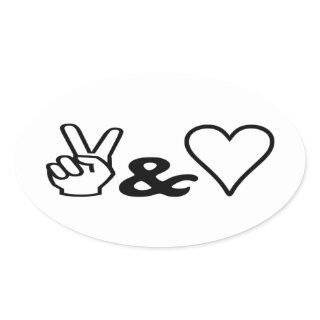 Peace & Love Oval Sticker