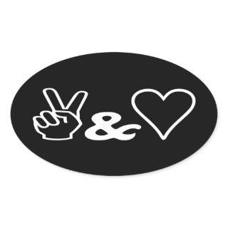 Peace & Love Oval Sticker