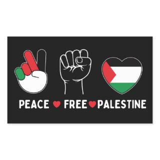 peace love palestine -freedom for palestinians rectangular sticker