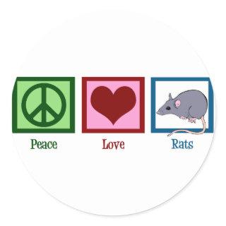 Peace Love Rats Classic Round Sticker