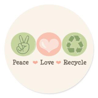 Peace Love Recycle Recycling Stickers