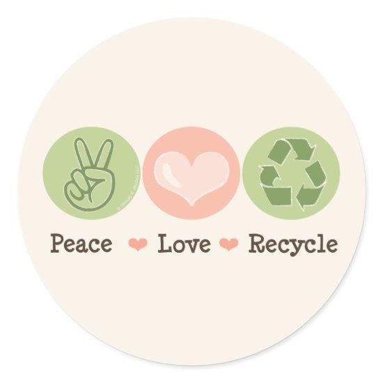 Peace Love Recycle Recycling Stickers