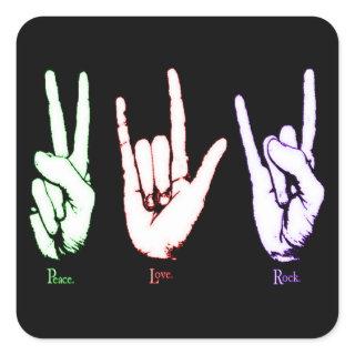 Peace Love Rock Sign Language Square Sticker