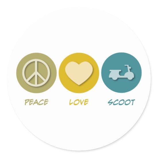 Peace Love Scoot Classic Round Sticker