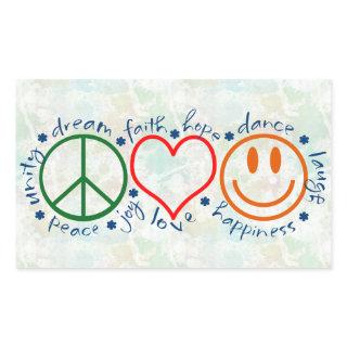 Peace Love Smile Rectangular Sticker