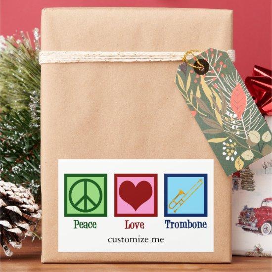 Peace Love Trombone Player Cute Custom Rectangular Sticker