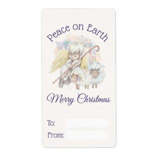Peace on Earth Angel Shepherd with Lambs Gift Label