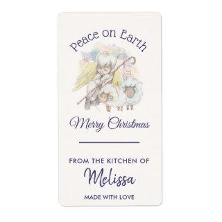 Peace on Earth Angel Shepherd with Lambs Kitchen Label
