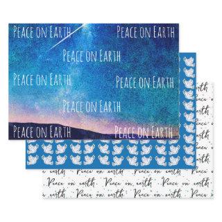Peace On Earth Blue White Dove Pattern Christmas  Sheets