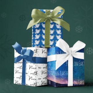 Peace On Earth Blue White Dove Pattern Christmas  Sheets