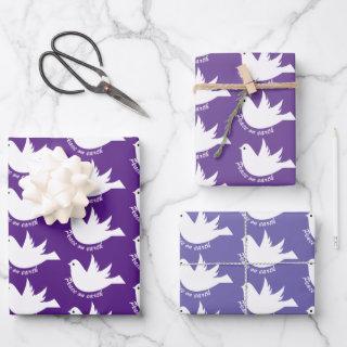 Peace on Earth white dove purple Christmas  Sheets