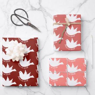 Peace on Earth white dove red Christmas  Sheets