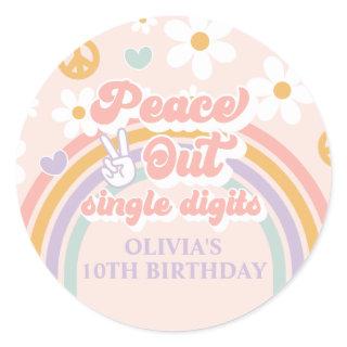 Peace Out Single Digits 10th Birthday Classic Round Sticker