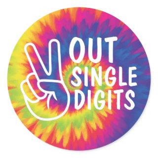 Peace out single digits tie dye 10th Birthday Classic Round Sticker