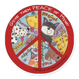 Peace Sign-Animal Protection Classic Round Sticker