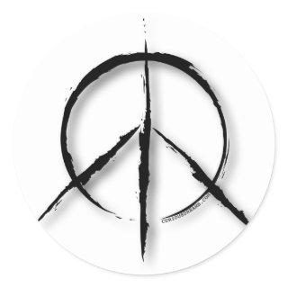 Peace Sign Brushed-1 Classic Round Sticker