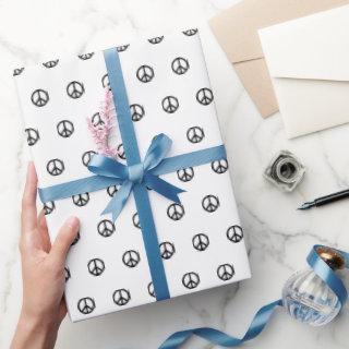 Peace symbol black and white polka dot pattern