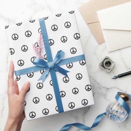 Peace symbol black and white polka dot pattern
