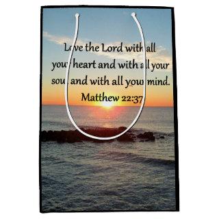 PEACEFUL MATTHEW 22:37 SUNRISE SCRIPTURE DESIGN MEDIUM GIFT BAG