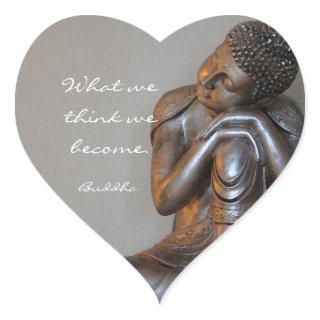 Peaceful silver Buddha with words of wisdom Heart Sticker