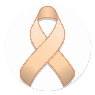 Peach Awareness Ribbon Round Sticker