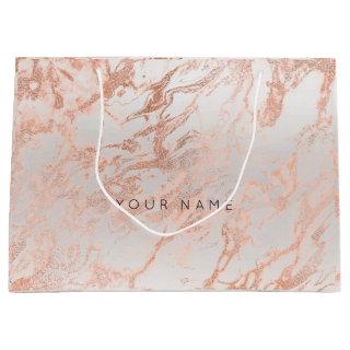 Peach Coral Blush Marble Metallic Gift Gray Silver Large Gift Bag