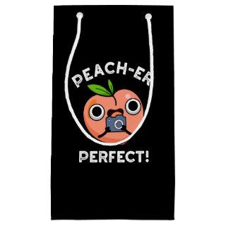 Peach-er Perfect Funny Peach Pun Dark BG Small Gift Bag
